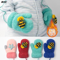 Baby gloves 0-1 year old winter plus velvet warm winter thick autumn winter baby boy boy childrens gloves