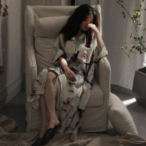 2021 new night dress womens summer long can be worn outside home clothes ice silk short-sleeved thin section real silk casual