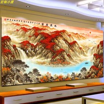 Hon Express When Head Shan Shui TV Background Bamboo Wood Fiber Board New Chinese Buttoned Board Hotel Sofa Office Wall wall