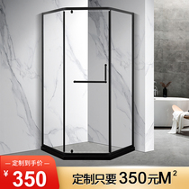 Very narrow diamond shower room dry and wet separation glass door toilet partition holistic bathroom for tempered glass