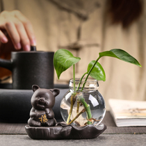 Zisha tea pet ornaments monk hydroponic vases water-raising plants Zen tea ceremony tea art tea play living room ornaments
