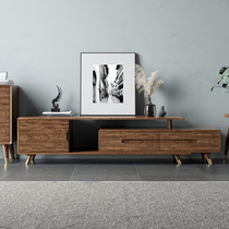 Nordic modern simple ash wood full solid wood TV cabinet Small apartment living room light luxury floor cabinet retractable locker