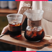 Bincoo Japanese retro vertical pattern hand-brewed coffee sharing pot coffee utensils drip filter coffee pot filter