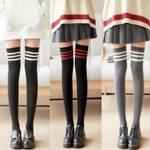 Black knee socks spring and autumn stockings womens socks cotton summer thin non-slip White Japanese students high socks