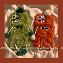 ins autumn winter plush sunglasses little people suitable for 13 12Pro max Apple 11 phone case iPhonexr furry xsmax creative 7plus female 8p