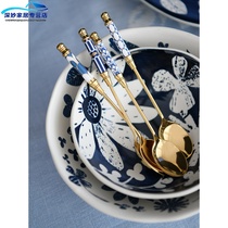 European style 304 stainless steel gold dessert coffee spoon Household pink ceramic handle small spoon Cute spoon