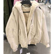 4341212 ZARA KISS rabbit furry hooded double-sided bomber jacket female 04341212738