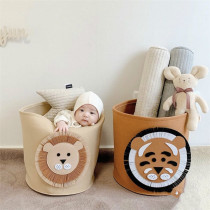 Korea INS childrens toy storage basket lion pattern washable felt dirty clothes basket baby debris storage box