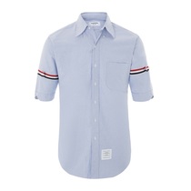 Thom Browne shirt summer double armband slim male and female lovers Oxford spinning casual short-sleeved TB shirt