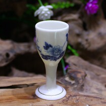 Blue and white porcelain 10ml ml small wine glass white wine Ceramic goblet goblet wine set