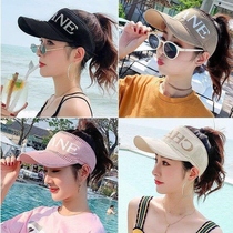 Short hair wig hat womens summer sun hat 2021 new popular hat leaky top womens sun hat tide