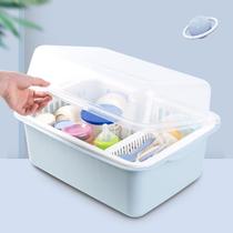 Baby bottle storage box drain rack with cover dustproof portable large drying rack baby tableware storage box