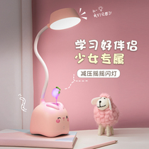 ins teen girl hearts protective eye small table lamp rechargeable student dorm room study special children desk bedroom bedside headlights