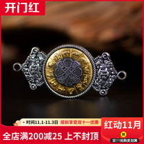 shi er sheng xiao Palace ba gua pai sterling silver old double-sided double-headed Manjusri gossip pendant men and women the same pendant