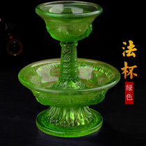Tibetan Buddhist utensil bulk distribution crystal glaze eight auspicious dharma cups for cups tantric dharma supplies green