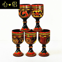 Sichuan Liangshan Ethnic minority handicrafts Zhaojue Yi lacquerware large beer cup(a)