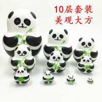  Hand painted Russian Eva Panda sets 10 floors pure handmade creative children Toys Toys Gift Pendulum Air-dry