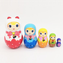 Five-story big-headed son movie with Russian doll educational wooden toy craft gift home decoration