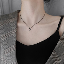 925 silver black moon necklace female tide cold wind choker simple temperament Net red neck chain