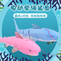 Simulation animal shark glowing music rope big shark children creative fresh toy universal electric toy fish