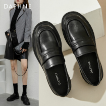 Daphne Le Fu Shoes 2023 new spring and autumn English small leather shoes soft soles black working womens shoes