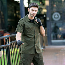 Outdoor leisure military green tooling shirt men half sleeve cotton loose Army fan clothing short sleeve tactical army shirt