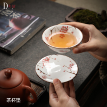Blue and white porcelain hat coaster colorful retro ceramic coaster Tea Cup tray heat insulation anti-Hot Cup cushion tea ceremony zero match