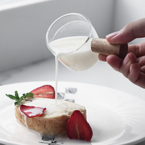 Japanese wooden handle glass small Milk Cup Cup Milk Jar coffee extract Cup pour milk jug mini wooden handle western food sauce cup