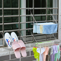 Balcony window sill window drying rack artifact sundown stainless steel drying shoe rack small outdoor folding window