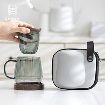 Mingkai heat-resistant glass tea water separation portable office tea cup male household filter tea cup female