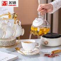 Internet celebrity fruit teapot light luxury English afternoon tea tea set flower set high temperature resistant glass health complete set electric heating