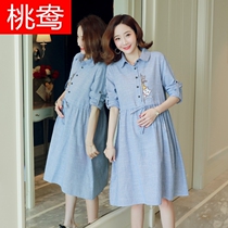 Pregnant women spring dress spring and autumn blouse pregnant women shirt dress long doll shirt shirt loose professional wear