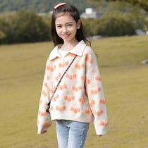 Girls spring and autumn sweaters fashionable 2021 autumn new Han Fan childrens knitwear thin section in the big childrens top