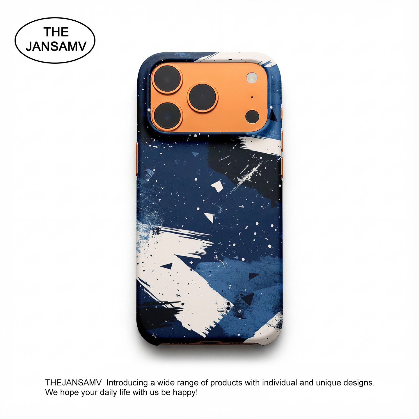 Blue Ink Splash — Skateboard Duck & Line Girl iPhone Case