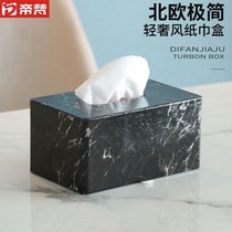 Light luxury Nordic tissue box living room creative cute drawing box ins leather napkin box Japanese simple