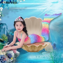 Girls Mermaid Costume Swimsuit Princesss Skirt Children Mermaid Tail Three Piece Set Clothes