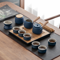  Tea set Teapot household living room simple ceramic dry tea tray Light luxury small set of black pottery Kung Fu tea gifts