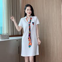 Liondress Girl 2022 Summer tide fashion Fashion Temperament Long POLO Neckline With Loose Casual Ocean Gas A Skirt