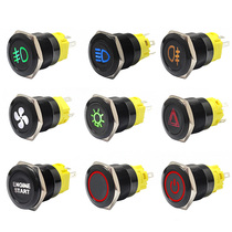 16mm 19mm 22mm waterproof metal button LED symbol self-locking button switch 12V car modification switch