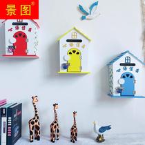 Rural style home wall decoration wooden mailbox school kindergarten mailbox opinion box letter box house type storage box