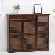 Nanzhu shoe cabinet shoe shelf simple multi-layer shoe cabinet solid wood home door living room multifunctional with door locker
