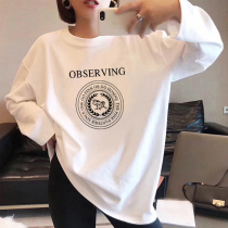 2022 pregnant womens spring clothing blouses fashion models Han version loose large code pure cotton t-shirt long sleeves with undershirt tide