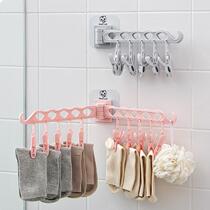 Punch-free wall-mounted sock artifact folding hanging rotating drying rack pole balcony toilet cool multifunctional clip