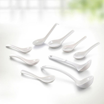 White long handle ramen soup spoon creative short handle plastic spoon Western rice porridge spoon melamine imitation porcelain tableware