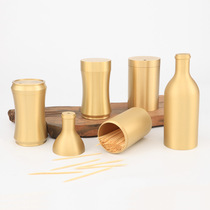 Pure brass creative toothpick pot multifunctional toothpick barrel metal toothpick bottle Chinese toothpick box Fashion Hotel dedicated