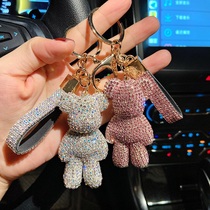 2021 South Koreas new claw diamond bear keychain cute diamond doll accessories car bag pendant car