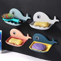 Small whale soap box soap box non-perforated wall-mounted suction cup toilet rack drain home bathroom