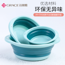 Jie Liya washbasin foldable student dormitory laundry basin Household size portable travel plastic basin
