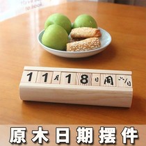 Date ornaments year month day adjustable small table kindergarten recipe photo date time props wooden table calendar