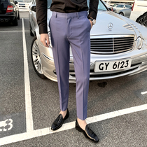 Boutique advanced senses Inn 90% Western pants male pure colour pituality 2021 new small feet to be scalded with no hot pants ssjz